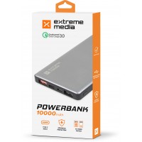 Power Bank Extreme Media 10000mAh Szary Quickcharge 3.0