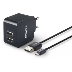 Ładowarka Sieciowa 230V->2xUSB 5V/3.1A + Kabel Micro USB Philips