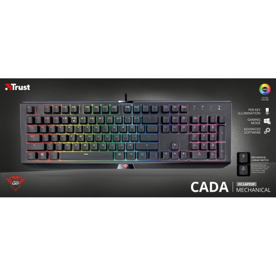 Klawiatura Dla Graczy Trust Gxt 890 Cada Us Mechaniczna RGB Podświetlenie