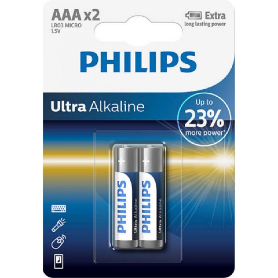 Bateria Alkaiczna Philips Ultra AAA LR03 2 Szt Blister