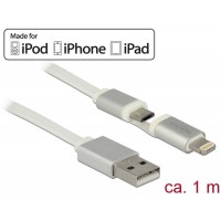 Kabel Apple USB Lightning/Micro-B Combo 1m Biały Delock