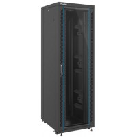 Szafa Instalacyjna Rack Stojąca 19" 42u 800x1000 Czarna Drzwi Szklane Lanberg Flat Pack