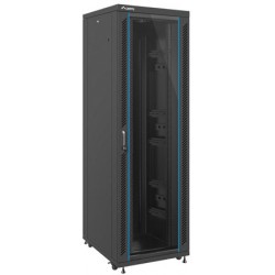 Szafa Instalacyjna Rack Stojąca 19" 42u 800x1000 Czarna Drzwi Szklane Lanberg Flat Pack