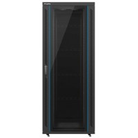 Szafa Instalacyjna Rack Stojąca 19" 42u 800x1000 Czarna Drzwi Szklane Lanberg Flat Pack