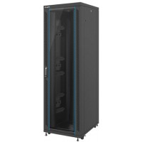 Szafa Instalacyjna Rack Stojąca 19" 42u 800x1000 Czarna Drzwi Szklane Lanberg Flat Pack