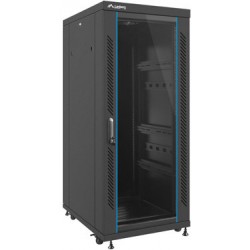 Szafa Instalacyjna Rack Stojąca 19" 27u 600x800 Bk Drzwi Szklane Lanberg Flat Pack