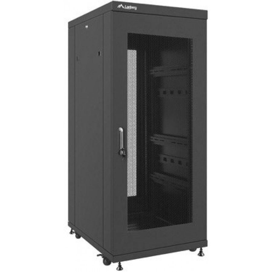 Szafa Instalacyjna Rack Stojąca 19" 27u 600x800 Bk Drzwi Perforowane Lanberg Flat Pack