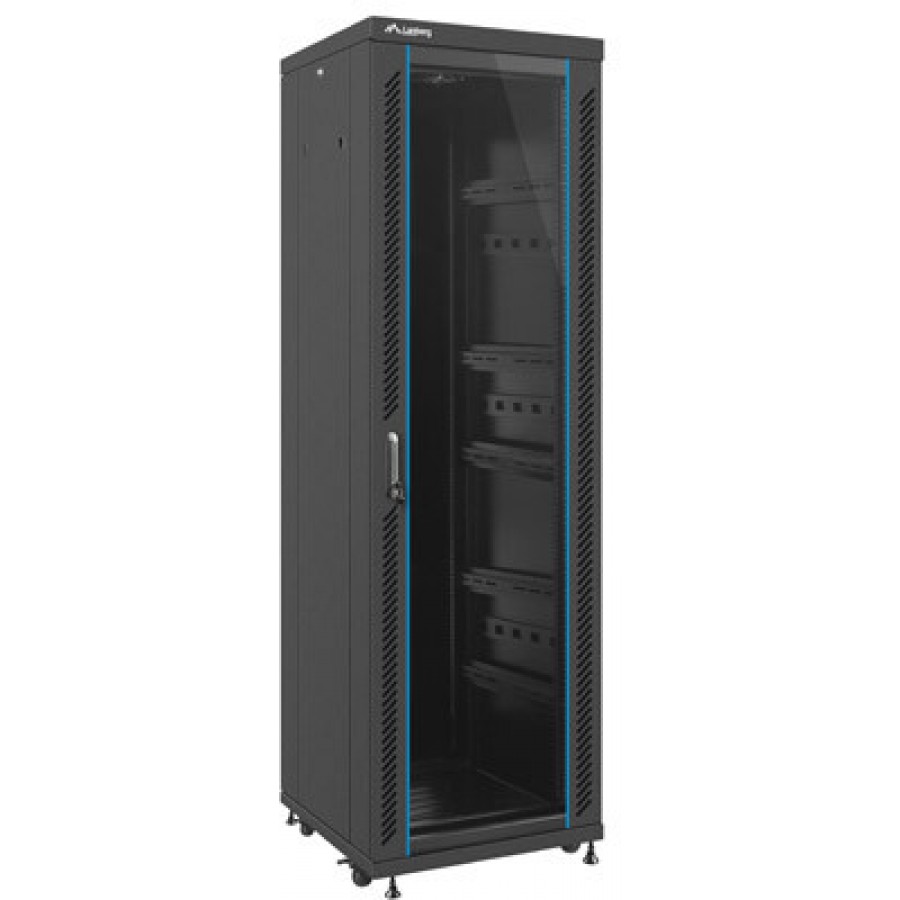 Szafa Instalacyjna Rack Stojąca 19" 37u 600x600 Bk Drzwi Szklane Lanberg Flat Pack