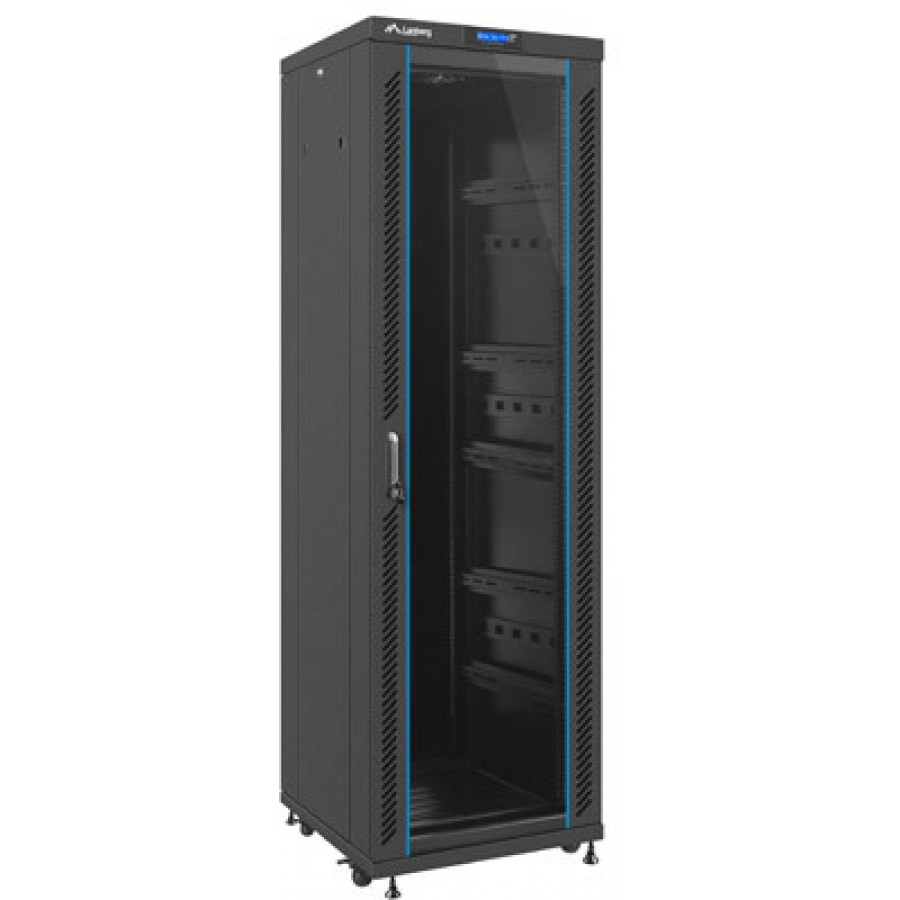 Szafa Instalacyjna Rack Stojąca 19" 37u 600x600 Bk Drzwi Szklane LCD Lanberg Flat Pack