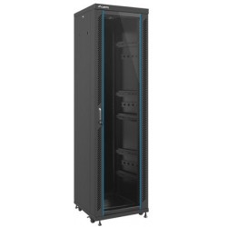 Szafa Instalacyjna Rack Stojąca 19" 42u 600x600 Bk Drzwi Szklane Lanberg Flat Pack