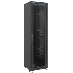 Szafa Instalacyjna Rack Stojąca 19" 42u 600x600 Bk Drzwi Szklane LCD Lanberg Flat Pack