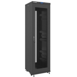 Szafa Instalacyjna Rack Stojąca 19" 42u 600x600 Bk Drzwi Perforowane LCD Lanberg Flat Pack