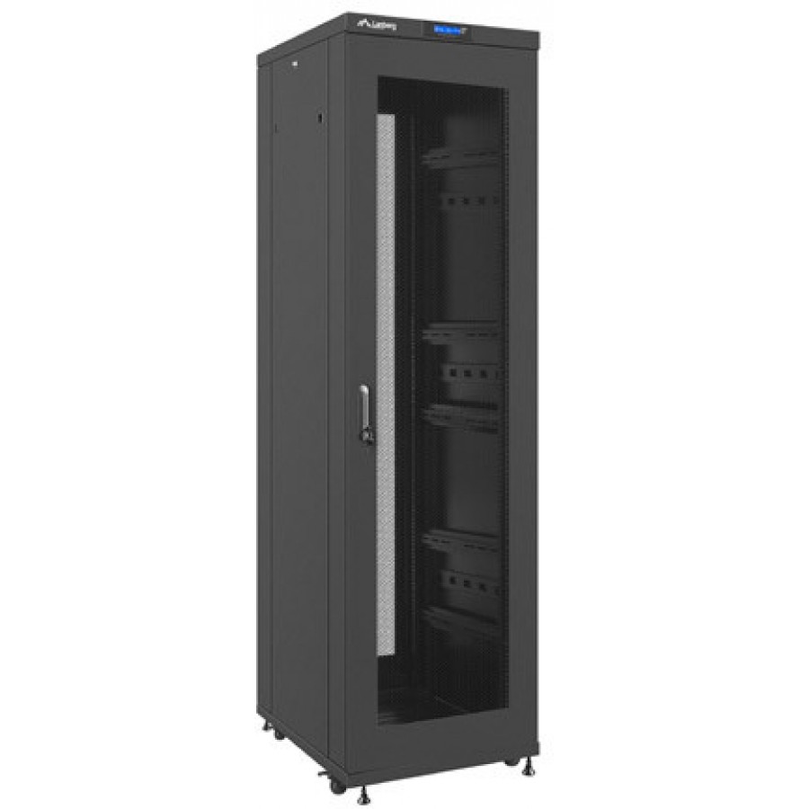 Szafa Instalacyjna Rack Stojąca 19" 42u 600x800 Bk Drzwi Perforowane Lanberg Flat Pack