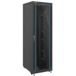 Szafa Instalacyjna Rack Stojąca 19" 42u 800x1000 Czarna Drzwi Szklane LCD Lanberg Flat Pack