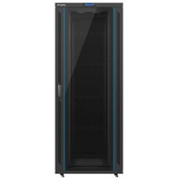 Szafa Instalacyjna Rack Stojąca 19" 42u 800x1000 Czarna Drzwi Szklane LCD Lanberg Flat Pack