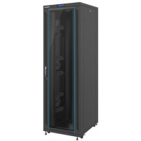 Szafa Instalacyjna Rack Stojąca 19" 42u 800x1000 Czarna Drzwi Szklane LCD Lanberg Flat Pack