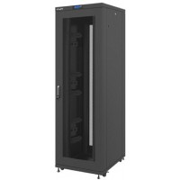 Szafa Instalacyjna Rack Stojąca 19" 42u 800x1000 Czarna Drzwi Perforowane LCD Lanberg Flat Pack