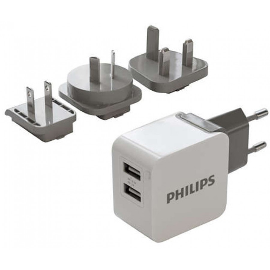 Ładowarka Sieciowa 230V->2xUSB 5V/3.1A Szara Philips