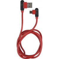 Kabel USB Type-C(M)-USB-Am 2.0 1m Kątowy Lewo Prawo Czerwony Extreme Media