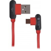 Kabel USB Type-C(M)-USB-Am 2.0 1m Kątowy Lewo Prawo Czerwony Extreme Media