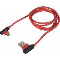 Kabel USB Type-C(M)-USB-Am 2.0 1m Kątowy Lewo Prawo Czerwony Extreme Media