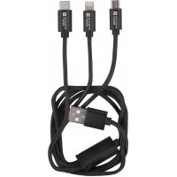 Kabel USB Micro + Lightning + USB Type-C Combo 2.0 1m Złoty Extreme Media