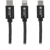 Kabel USB Micro + Lightning + USB Type-C Combo 2.0 1m Złoty Extreme Media