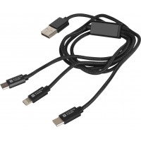 Kabel USB Micro + Lightning + USB Type-C Combo 2.0 1m Złoty Extreme Media