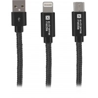 Kabel USB Micro + Lightning Combo 2.0 1m Srebrny Extreme Media