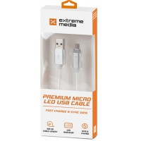 Kabel USB Micro Am-Mbm5p 2.0 Srebrny 1m Led Extreme Media