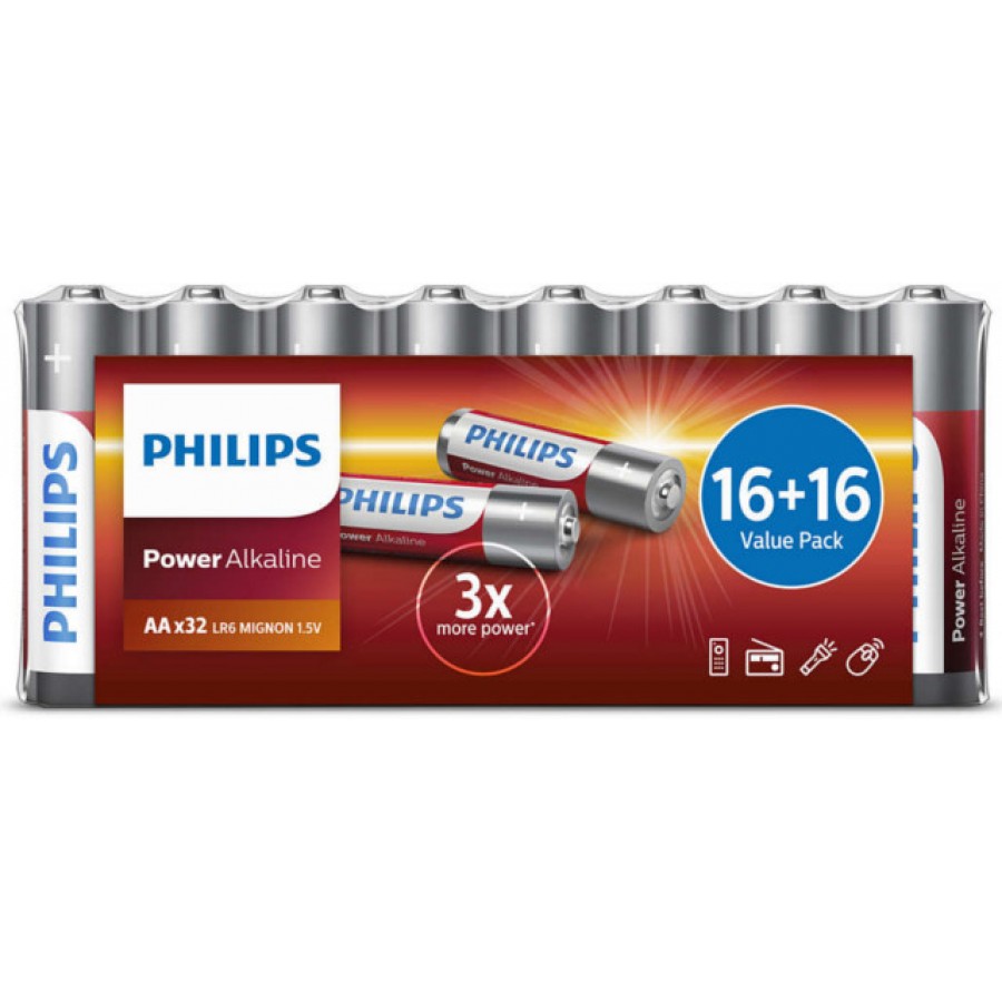 Bateria Philips Alkaliczna LR6 AA Power 32 Szt Folia