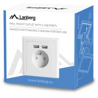 Gniazdo Podtynkowe 230V Pojedyncze + 2x USB 2.1A French Lanberg