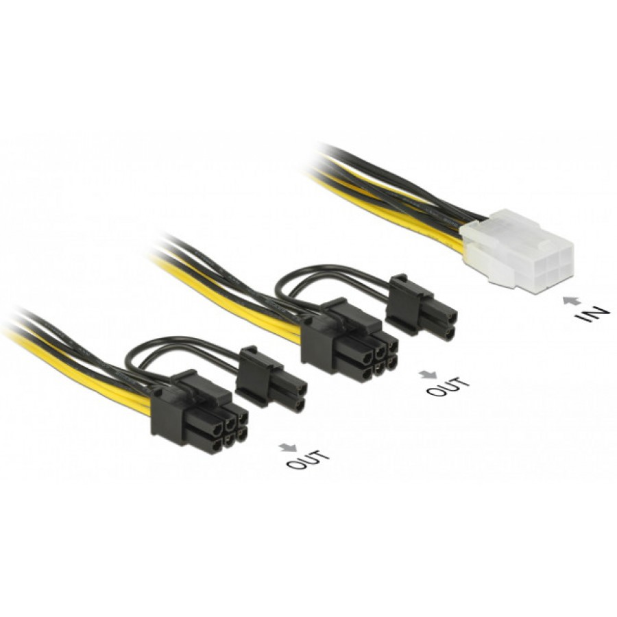 Kabel Rozdzielacz Zasilania 1xPCI Expr. 6pin/2xPCI Expr. 8pin 15cm Delock