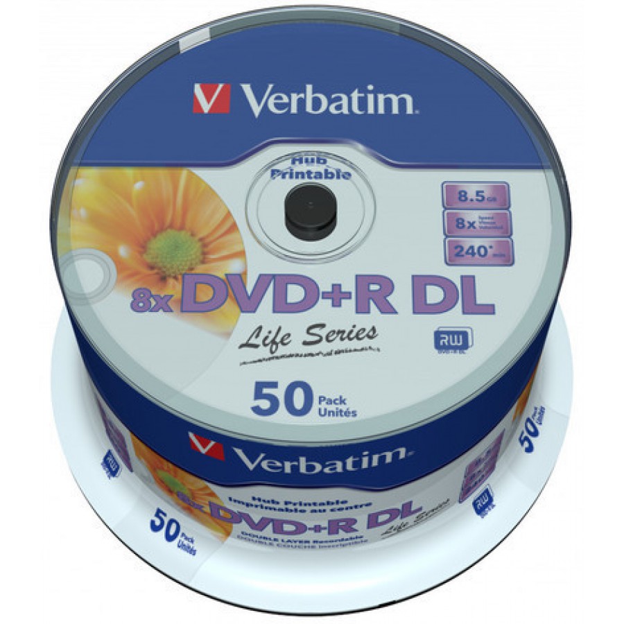 DVD+R Verbatim 8.5GB X8 Double Layer Print 50 Spindle