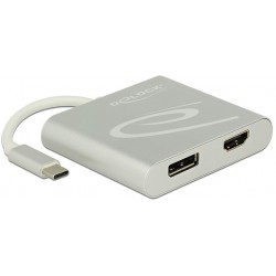 Splitter Video Delock USB Type-C->1x HDMI+1x Displayport Czarny