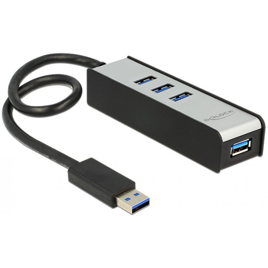 Hub USB 3.0 Delock 4-Porty Czarno-Srebrny