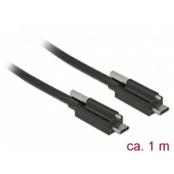 Kabel USB Type-C(M)-Type-C(M) 1m Ze Śrubą Czarny Delock