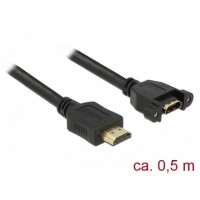 Kabel HDMI(M)->HDMI(F) Panel Mount 4k 30hz 50cm Delock