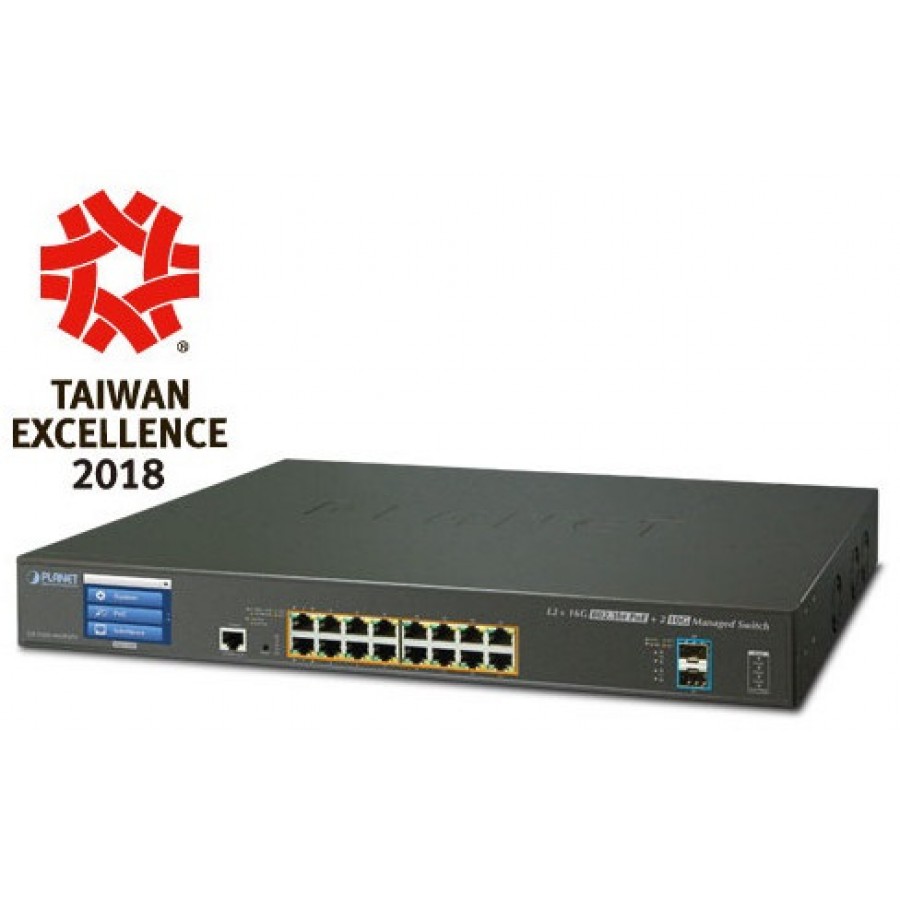 Switch Planet GS-5220-16UP2XVR 16-Port POE 1000base-T+2port 10G TP/SFP+ Zarządzalny Redundant Power