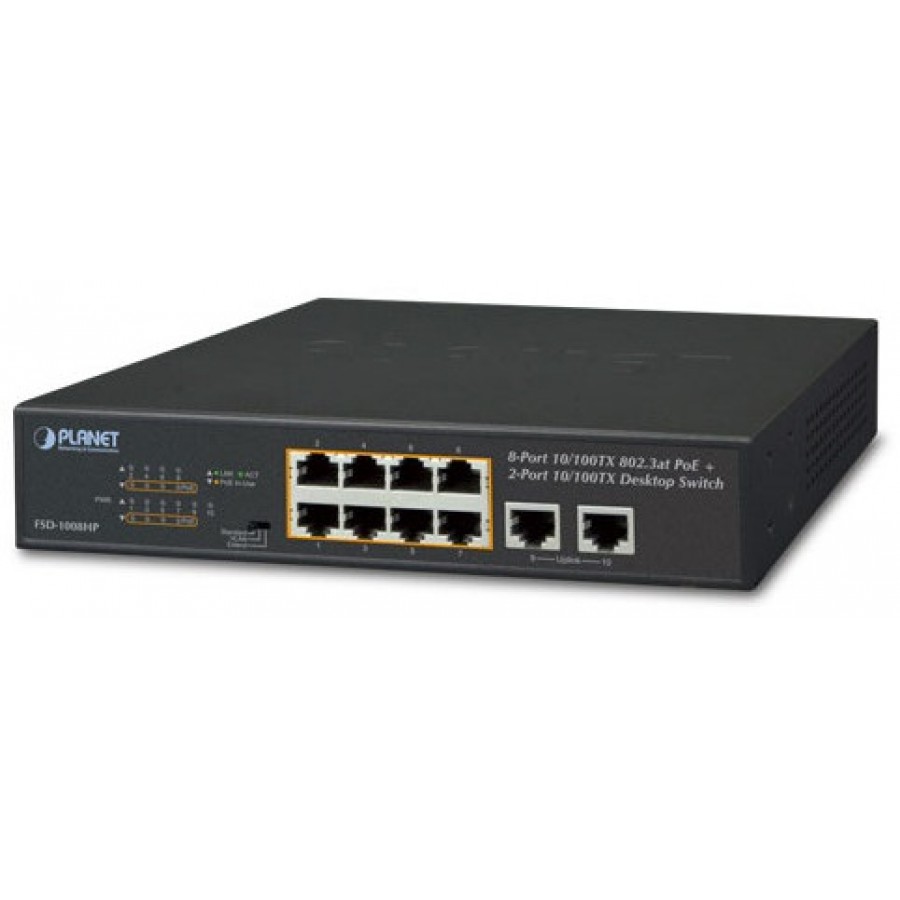 Switch Planet FSD-1008HP 8-Port 100Mb POE+2x100Mb Niezarządzalny Desktop