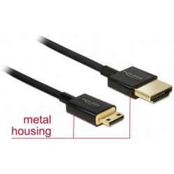 Kabel HDMI-HDMI Mini V2.0 High Speed Ethernet 4k 3d 2m Slim (A-C) Delock