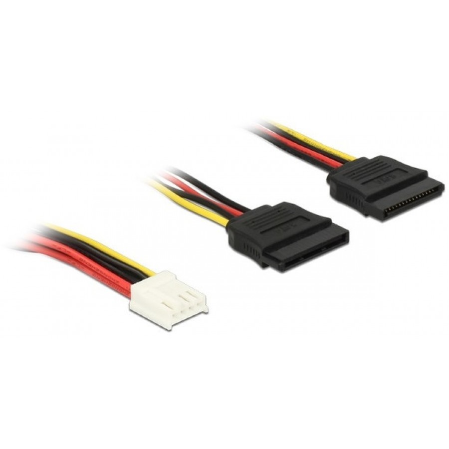 Kabel 2xSATA 15pin(F)->Floppy(M) 4pin 15cm Delock