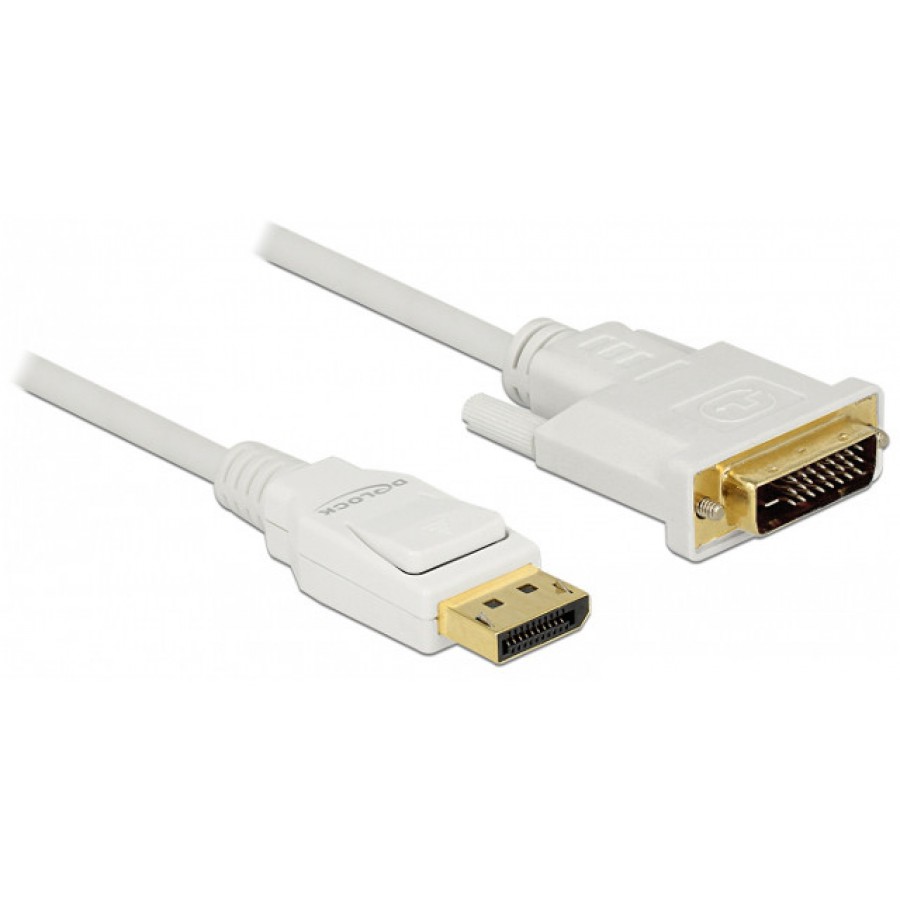 Kabel Displayport M V1.2-> DVI-D (24+1) 1m Biały Delock