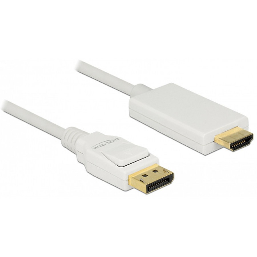 Kabel Displayport M->HDMI M 1m 4k Biały Delock