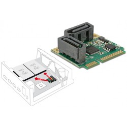 Karta Mini PCIE->2x SATA 6Gb/s Krótka Płytka Delock