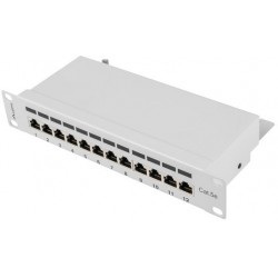 Patch Panel 12 Port 1u 10" Ekranowany Kat5e Szary Lanberg