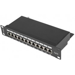 Patch Panel 12 Port 1u 10" Ekranowany Kat6 Czarny Lanberg