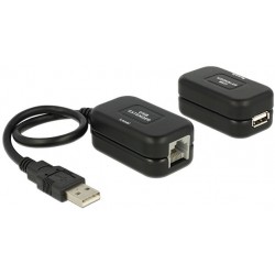 Przedłużacz USB-A M/F Przez Lan 60m Czarny Delock