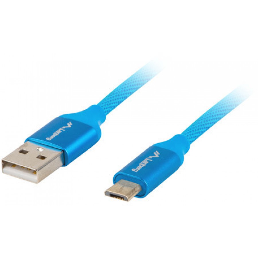 Kabel USB Micro-B(M)->A(M) 2.0 3m Niebieski Premium QC 3.0 Lanberg