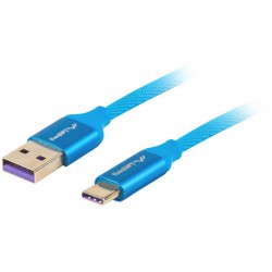 Kabel USB-C(M)->A(M) 2.0 1m Niebieski Premium 5A Lanberg